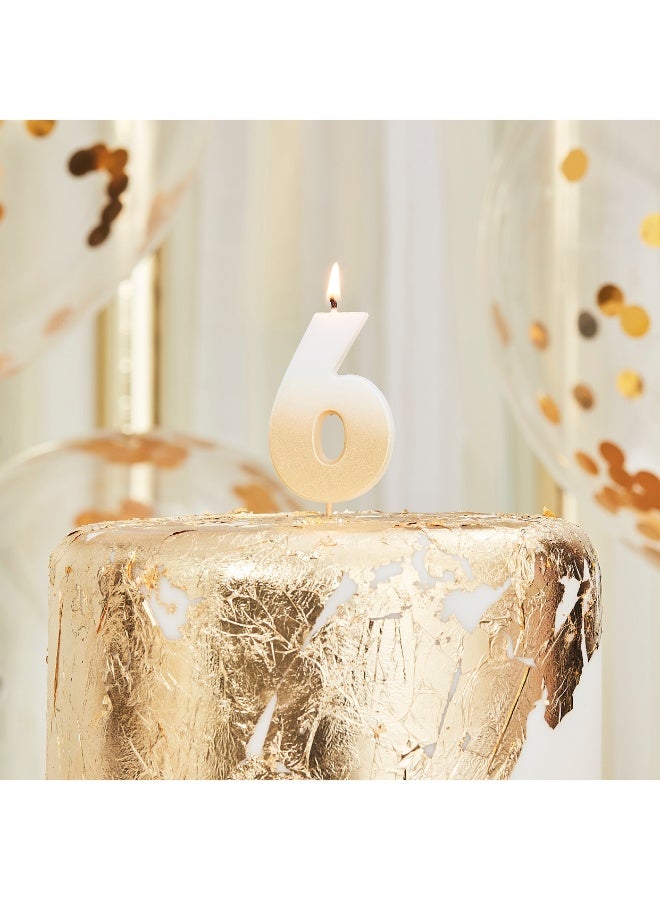 Ginger Ray Gold Ombre 6 Number Birthday Candle - Image 1