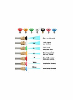 KASTWAVE KASTWAVE Washer Spray Nozzle Tips Multiple Spray Degrees 1/4 Inch Quick Connection 4000 PSI Tool Daily Pressure Washer Spray Nozzle Tips Multiple Degrees (7 Pack 1/4 inch)  - Image 2
