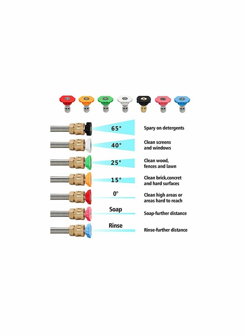 KASTWAVE KASTWAVE Washer Spray Nozzle Tips Multiple Spray Degrees 1/4 Inch Quick Connection 4000 PSI Tool Daily Pressure Washer Spray Nozzle Tips Multiple Degrees (7 Pack 1/4 inch)  - Image 2