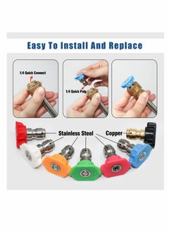 KASTWAVE KASTWAVE Washer Spray Nozzle Tips Multiple Spray Degrees 1/4 Inch Quick Connection 4000 PSI Tool Daily Pressure Washer Spray Nozzle Tips Multiple Degrees (7 Pack 1/4 inch)  - Image 4