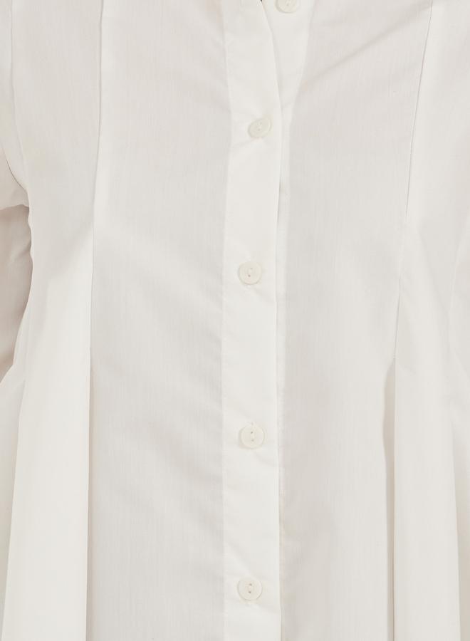 Styli Solid Long Sleeve Pleated Poplin Shirt - Image 4