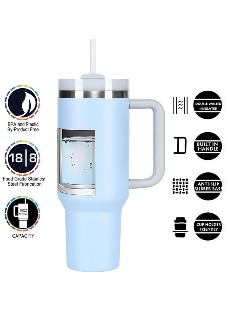 TAPIT 1200ML Tumbler with Lid and Straw Stainless Steel Insulated Tumblers with Handles and Cleaning Brush Water Bottle Travel Coffee Mug Tumbler Cups for Cold and Hot Beverages  - Image 3