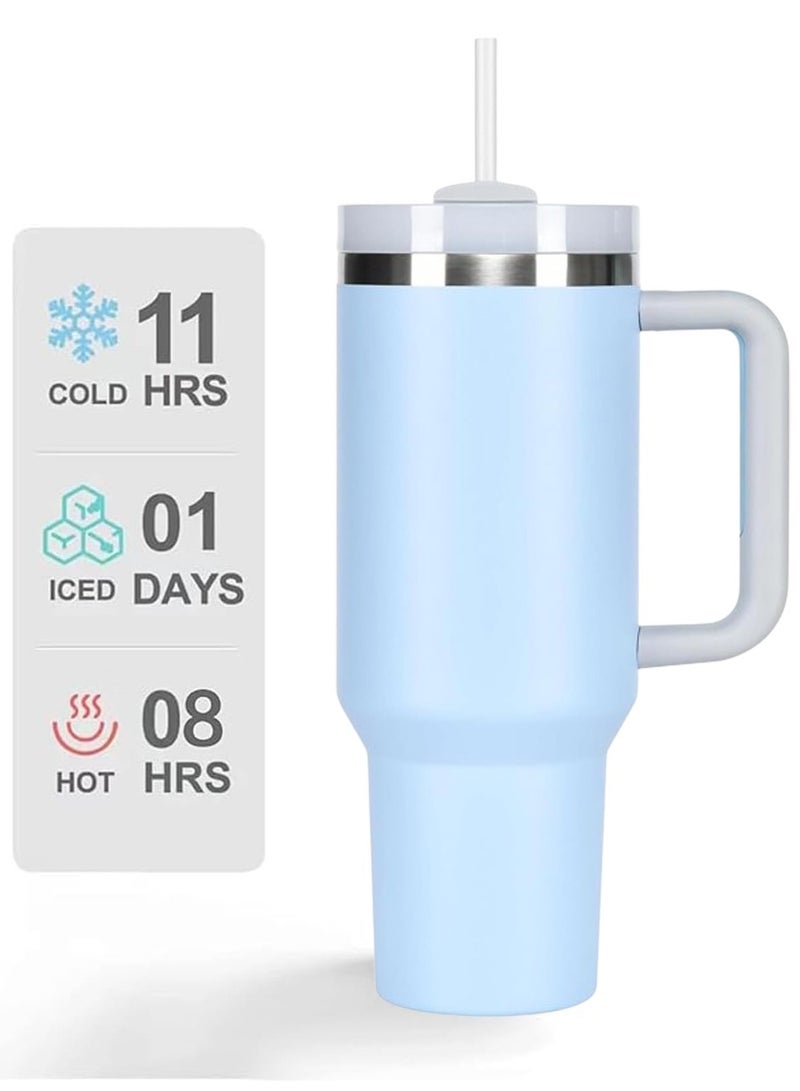 TAPIT 1200ML Tumbler with Lid and Straw Stainless Steel Insulated Tumblers with Handles and Cleaning Brush Water Bottle Travel Coffee Mug Tumbler Cups for Cold and Hot Beverages  - Image 2