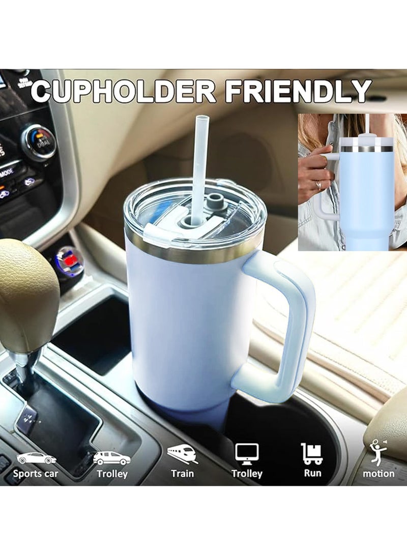 TAPIT 1200ML Tumbler with Lid and Straw Stainless Steel Insulated Tumblers with Handles and Cleaning Brush Water Bottle Travel Coffee Mug Tumbler Cups for Cold and Hot Beverages  - Image 4