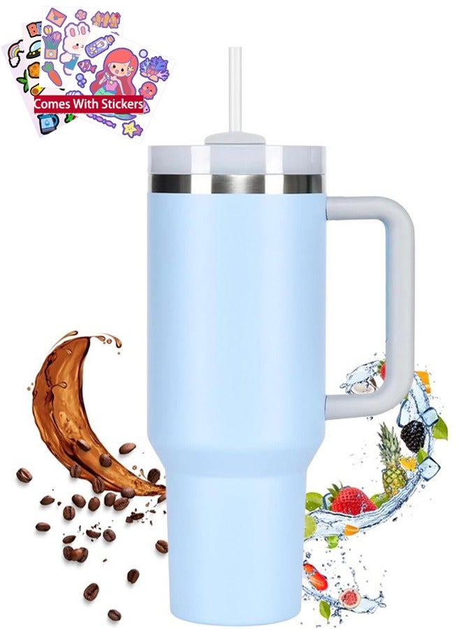 TAPIT 1200ML Tumbler with Lid and Straw Stainless Steel Insulated Tumblers with Handles and Cleaning Brush Water Bottle Travel Coffee Mug Tumbler Cups for Cold and Hot Beverages  - Image 1