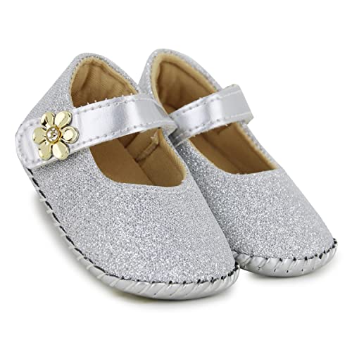 Neska Moda 6 To 12 Months Baby Girls Synthetic Leather Baby Sandal Booties (Silver)-BT1353 - Image 1