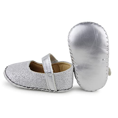 Neska Moda 6 To 12 Months Baby Girls Synthetic Leather Baby Sandal Booties (Silver)-BT1353 - Image 2