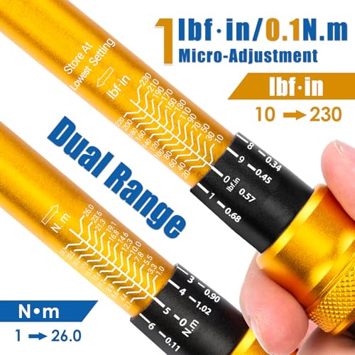 YIYEIE مجموعة مفاتيح عزم الدوران للدراجات الهوائية YIYEIE 50 قطعة، 1/4 بوصة، 10-230 IN.LB (1-26.0 Nm)، مفتاح عزم الدوران بنقرة إنش مع مقابس بت، 0.1 Nm ميكرو، محول 3/8، مجموعة أدوات دراجات احترافية للدراجات الجبلية - Image 3