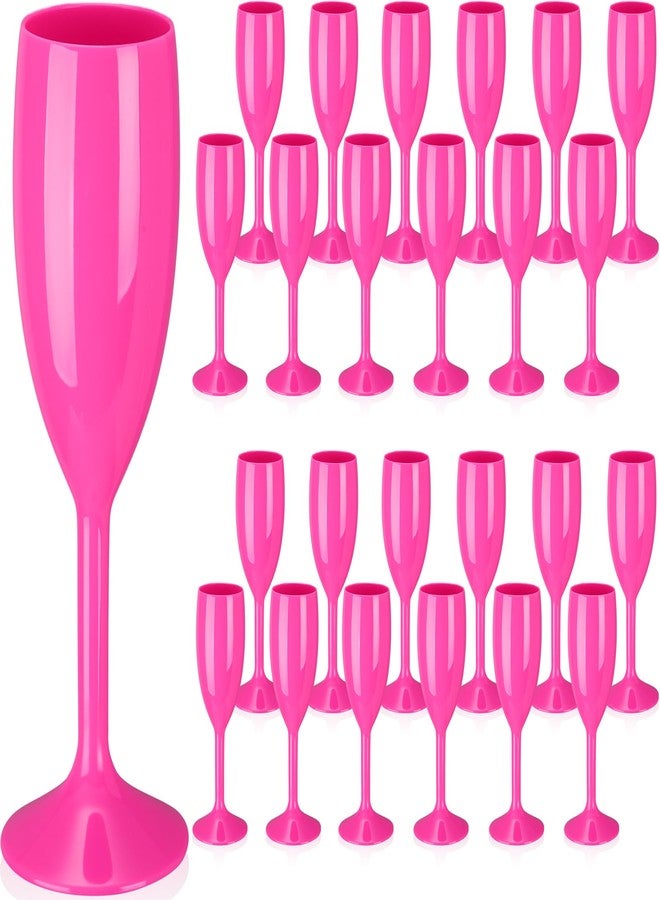 Maxcheck Champagne Flutes Bulk Acrylic Toasting Drinking Flute Goblet Champagne Cups, 6 oz Plastic Wine Glasses for Wedding Bachelorette Bridal Shower Anniversary Birthday Party(Hot Pink,24 Pcs) - Image 1