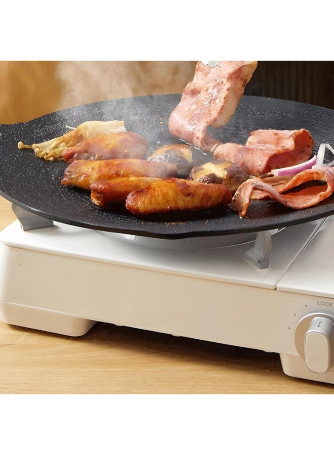 صينية شواء كورية مع حقيبة، صينية شواء حديدية غير لاصقة 36 سم، صينية شواء محمولة للاستخدام الداخلي والخارجي بمقابض، متوافقة مع مواقد الغاز، ومواقد الحث، والمواقد الكهربائية - Image 5