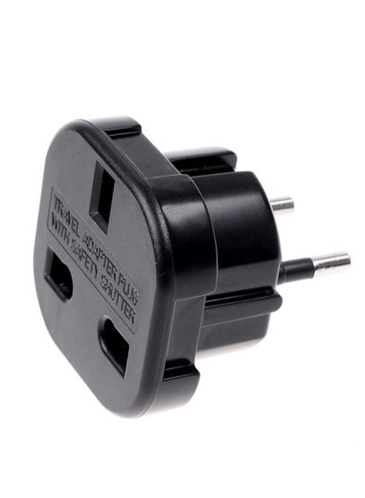 2Pcs UK To EU AC Travel Plug Adapter Black - Image 2