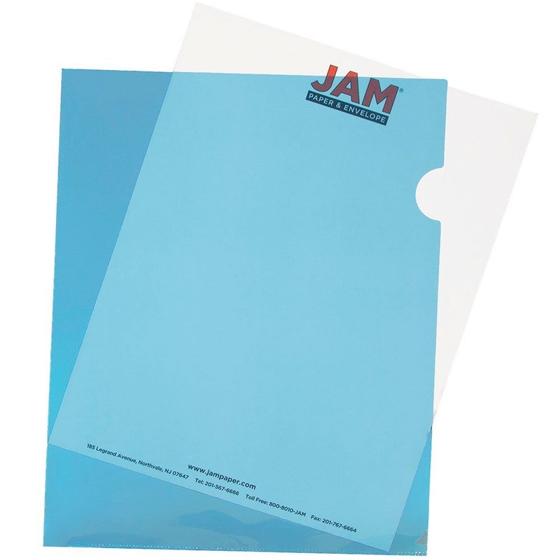 JAM PAPER Plastic Sleeves - Letter Sized - 9 x 11 1/2 - Blue Project Pockets - 12 Page Protectors/Pack - Image 1