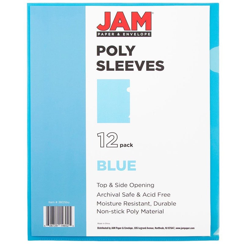JAM PAPER Plastic Sleeves - Letter Sized - 9 x 11 1/2 - Blue Project Pockets - 12 Page Protectors/Pack - Image 3