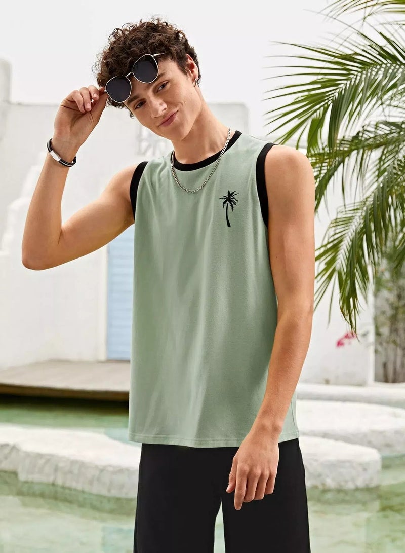 Men Tropical Print Tank Top - Image 3