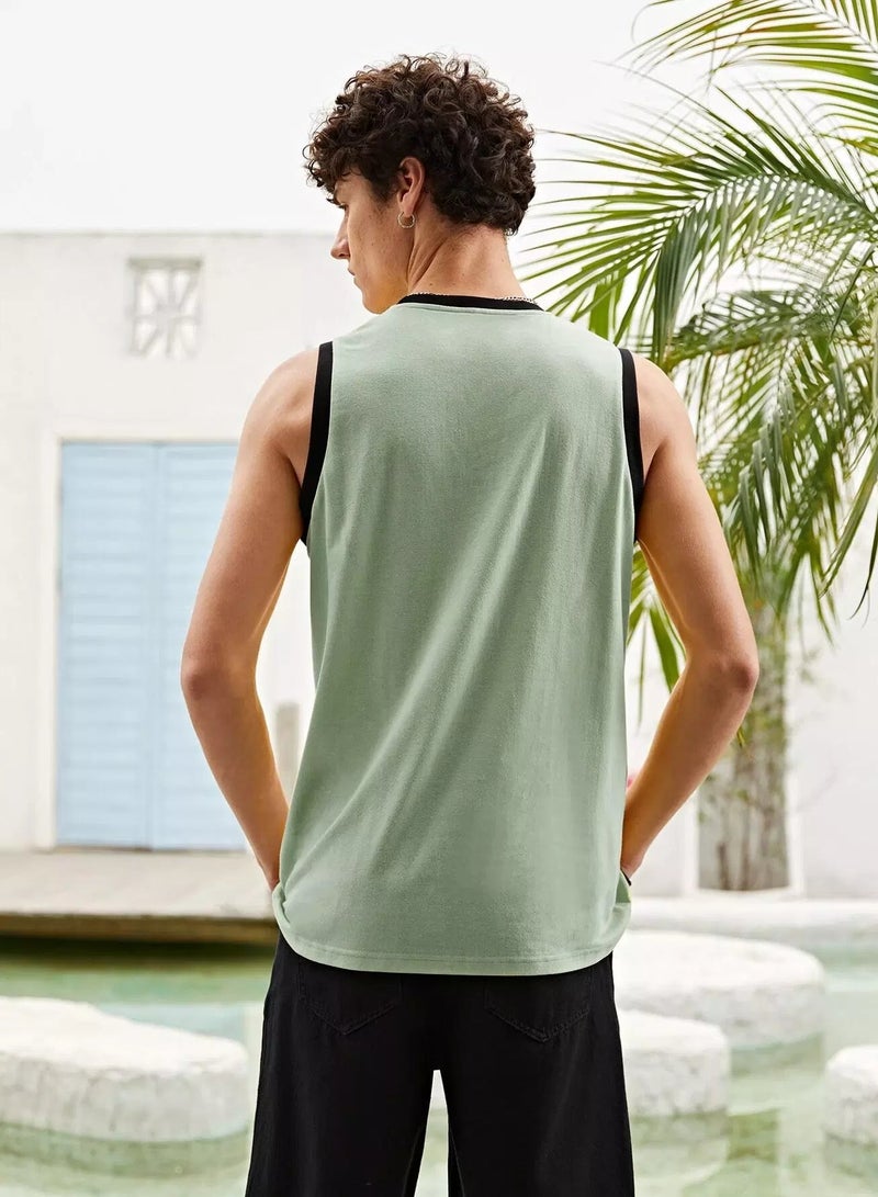 Men Tropical Print Tank Top - Image 2