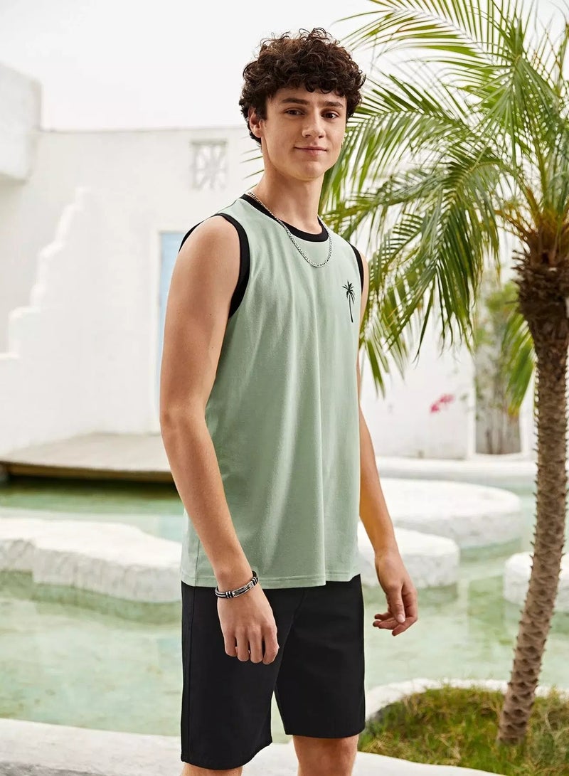 Men Tropical Print Tank Top - Image 5