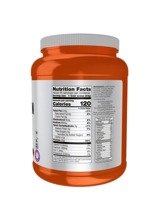 now Sports Nutrition, Whey Protein Isolate, 25 g With BCAAs, Creamy Chocolate Powder, 1.8-Pound - Image 2