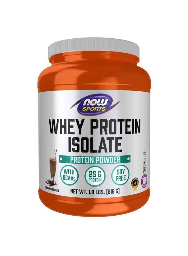 now Sports Nutrition, Whey Protein Isolate, 25 g With BCAAs, Creamy Chocolate Powder, 1.8-Pound - Image 1