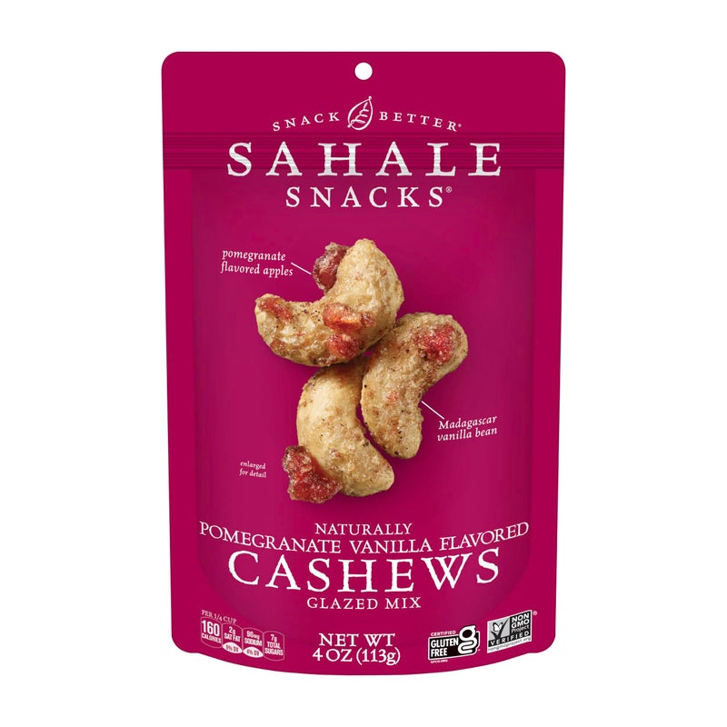 Sahale Snacks Pomegranate Vanilla Cashews 4 oz Pouches 6 Packs  DryRoasted Deluxe Mixed Nuts with Pomegranate Infused Apples  Madagascar Vanilla  NonGMO Kosher  Certified GlutenFree Snacks - Image 3