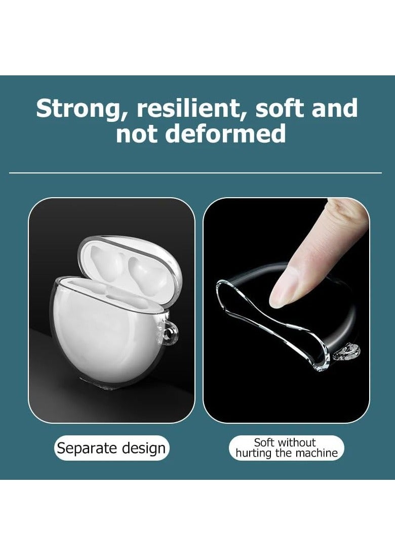 متوافق مع Huawei Freebuds 5i جراب شفاف ناعم من مادة TPU مقاوم للصدمات غطاء حماية كامل الجسم شفاف مع سلسلة مفاتيح مضاد للضياع (شفاف) - Image 5