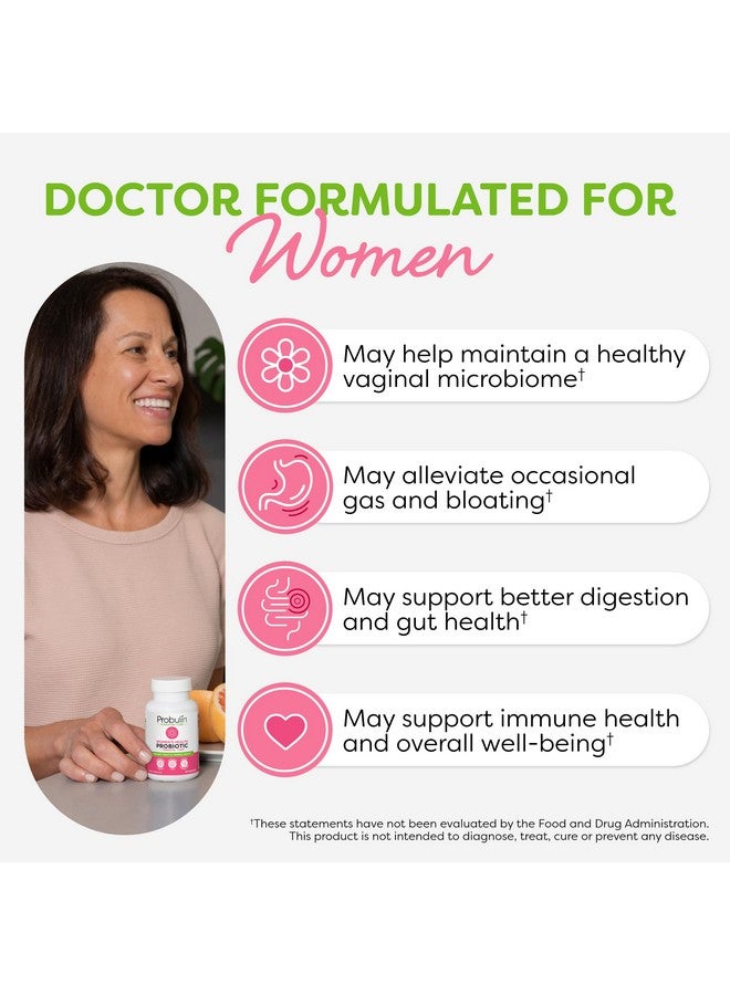 Probulin بروبيولين بروبيوتيك للنساء، مكمل يومي لصحة المهبل والأمعاء والمناعة، كبسولات، 20 مليار وحدة تشكيل مستعمرة، 12 سلالة بروبيوتيك، نباتي، زجاجة تحتوي على 30 كبسولة - Image 3