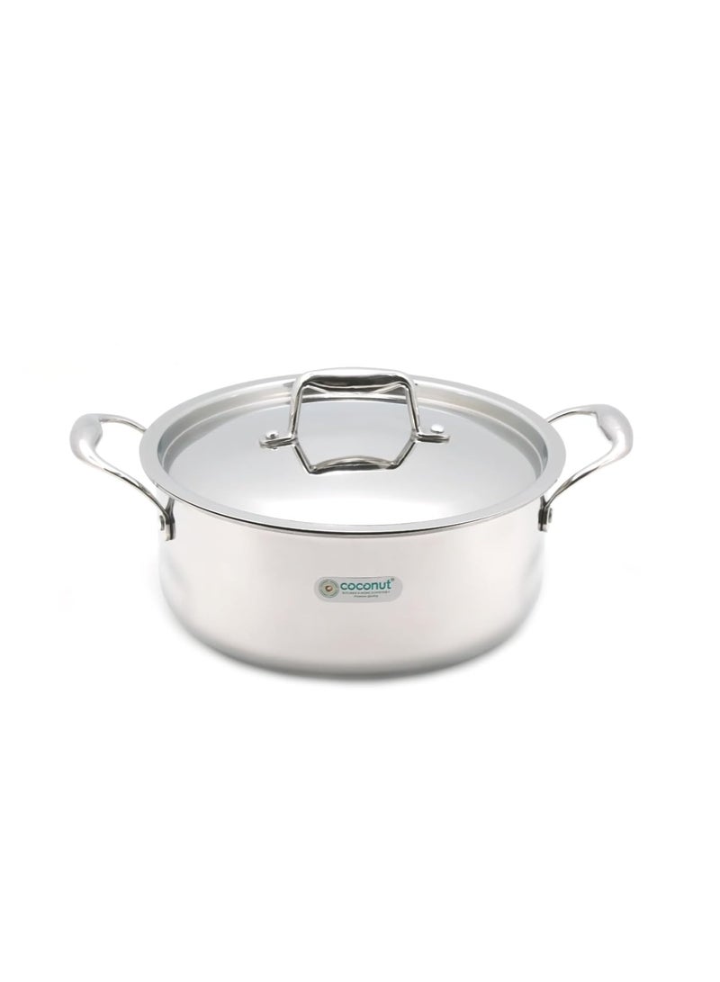 Coconut Triply Stainless Steel Stew Pot with SS Lid | Induction & Gas Compatible | Even Heating Stockpot for Healthy Cooking (2.2Litre) - Image 4