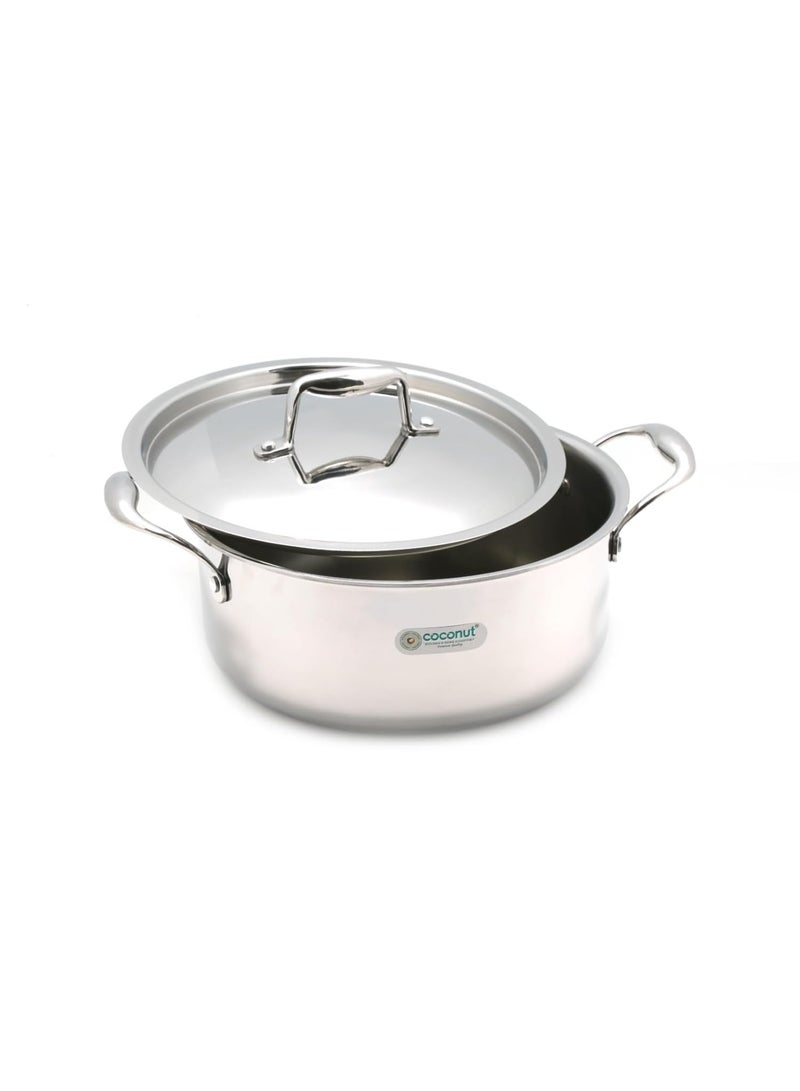 Coconut Triply Stainless Steel Stew Pot with SS Lid | Induction & Gas Compatible | Even Heating Stockpot for Healthy Cooking (2.2Litre) - Image 3