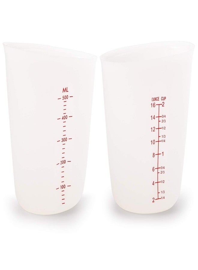 هيدوم مجموعة هيدوم من 4 أكواب قياس سيليكون مرنة مع علامات، عبوتان سعة 8 أونصات (كوب واحد) وعبوتان سعة 16 أونصة (كوبان) من أكواب القياس السيليكونية سهلة الضغط والصب - Image 3