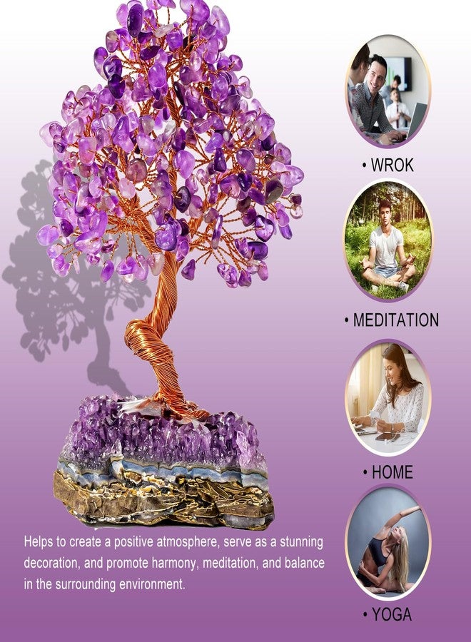 Runyangshi Natural Crystal Amethyst Cluster Tree Tree of Life Natural Crystal Healing Stones Gemstone Trees Fengshui Good Luck Positive Energy Home Decor - Image 4