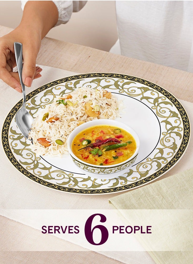 بريتيش شيف طقم عشاء أوبال أواني 21 قطعة - آمن للاستخدام في الميكروويف وغسالة الأطباق - طقم أواني طعام رويال مع 6 قطع طبق كامل/6 قطع طبق جانبي/6 قطع وعاء خضروات/2 قطعة طبق تقديم/1 قطعة طبق أرز - أبيض - Image 5