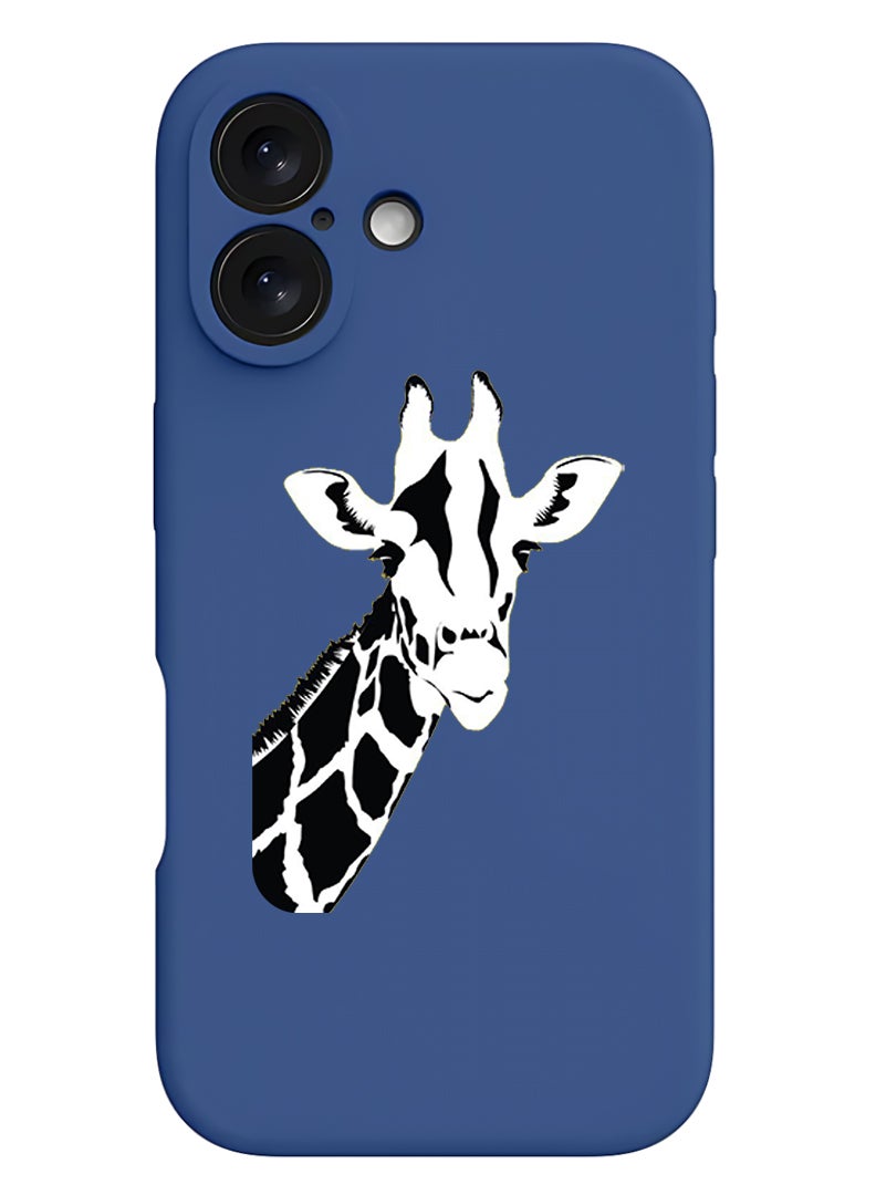 Theodor Protective Slim Fit Case Liquid Silicone Cover with Full Body Protection Anti-Scratch Shockproof Case For Apple iPhone 17 (Blue) Giraffe - Image 1