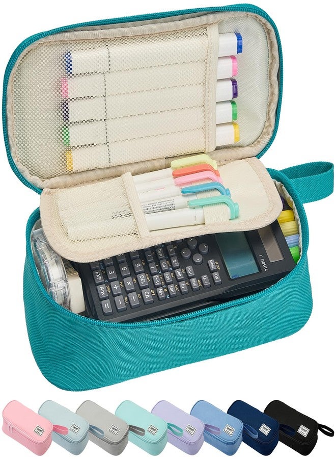 SPACEMATE Pencil Case Pouch Box Bag School Supplies Girls Boys Kids, Cute Preppy Stuff Large Big Capacity Aesthetic Pen Organizer, Back to College Stationary, Teal, Standard Stlye, 1800ml - Image 1