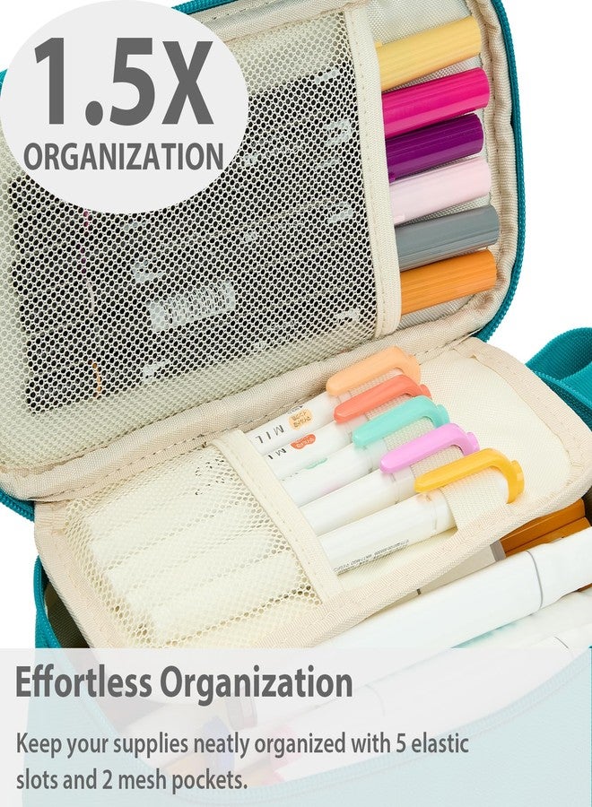 SPACEMATE Pencil Case Pouch Box Bag School Supplies Girls Boys Kids, Cute Preppy Stuff Large Big Capacity Aesthetic Pen Organizer, Back to College Stationary, Teal, Standard Stlye, 1800ml - Image 5