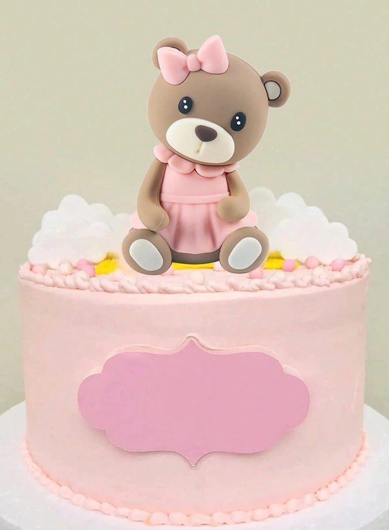 Baby Shower Decorations Cake Toppers Set of 3 featuring a cute pink and blue teddy bear design and balloon toppers for gender reveal parties and birthdays  - Image 4