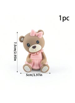 Generic Baby Shower Decorations Cake Toppers Set of 3 featuring a cute pink and blue teddy bear design and balloon toppers for gender reveal parties and birthdays  - Image 5
