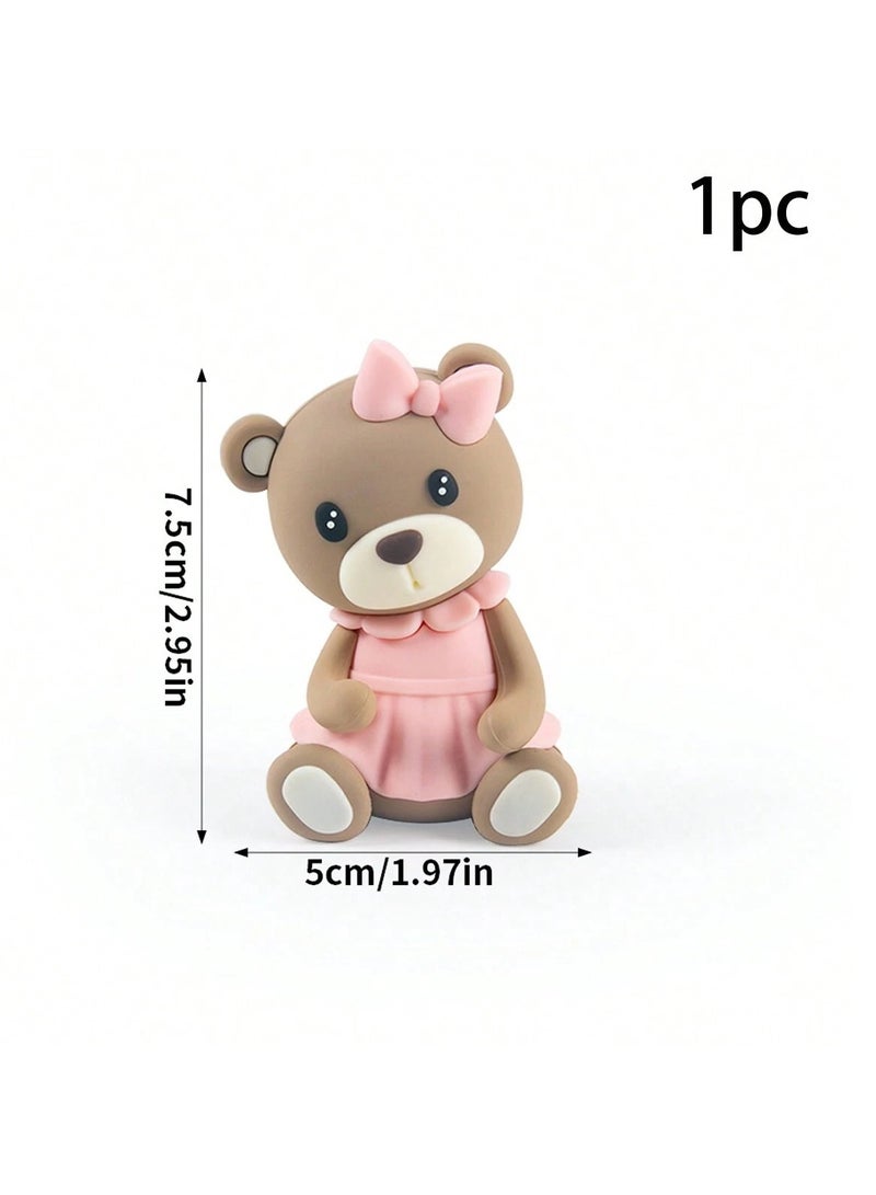 Baby Shower Decorations Cake Toppers Set of 3 featuring a cute pink and blue teddy bear design and balloon toppers for gender reveal parties and birthdays  - Image 5