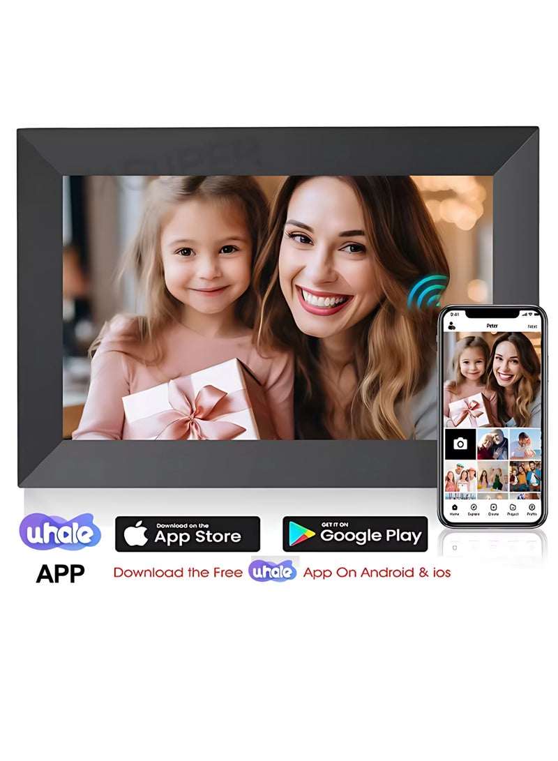 10.1" Inch WiFi Digital Photo Frame 1280x800 HD IPS Display Touchscreen, 32GB Storage, Auto-Rotate, Slideshow, Smart Picture Frame for Photos & Gifts Share Photos/Videos via Uhale App – Black - Image 2