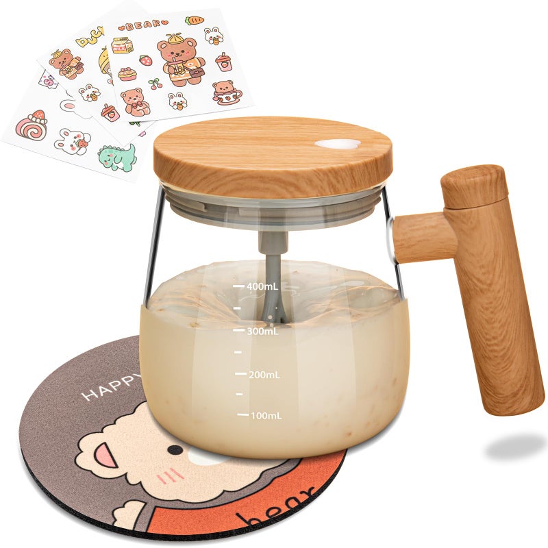 Electric Self Stirring Coffee Mug 400ml High Speed Mixing Cup with Lid High Borosilicate Glass Home Office for Coffee Milk Protein Not Included 2aaa Battery