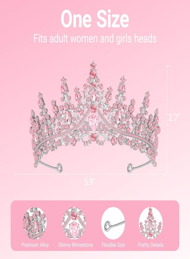 Papoopy Tiara Crown for Women and Girls, Headband Hair Accessories for Birthday Wedding Party Costume Pink - Image 2