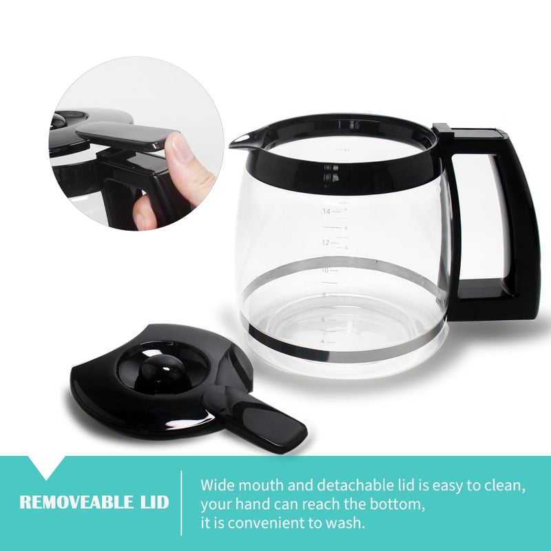 Sendextra 14-Cup Glass Replacement Coffee Carafe Compatible With Cuisinart Coffee Maker Models Dcc-2200  Dcc-2600  Dcc-2800  Dcc-3200  And Dcc-3200P1  Coffee Pot Decanter Pitcher  Black Handle - Image 2