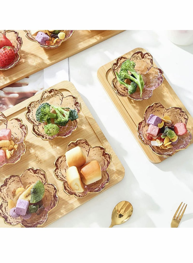 NIBEMINENT Crystal Dessert Bowl, Cherry Blossom Pattern Sauce Dishes Plates Serving Saucers Bowl for Sushi Appetizer Snack Dinnerware Set - Image 2