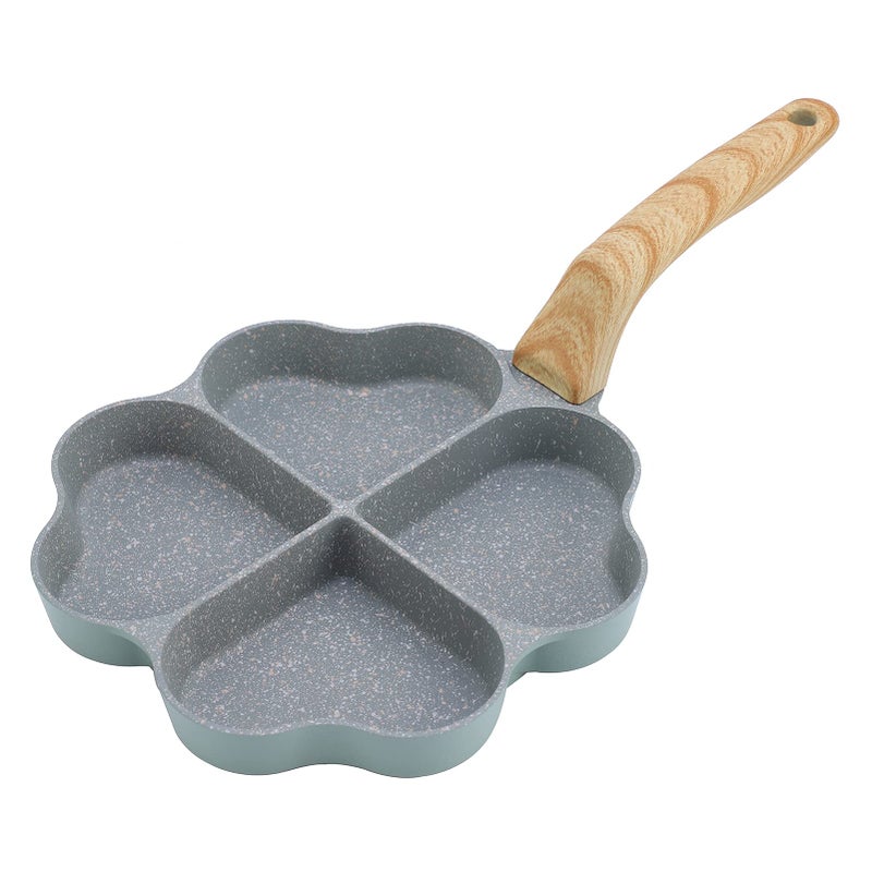 DAFEIKE Heart Pancake Pan Heart Shape Egg Pan Nonstick 4 Leaf Clover Egg Frying Pan Non Stick Aluminum Heart Egg Skillet Green