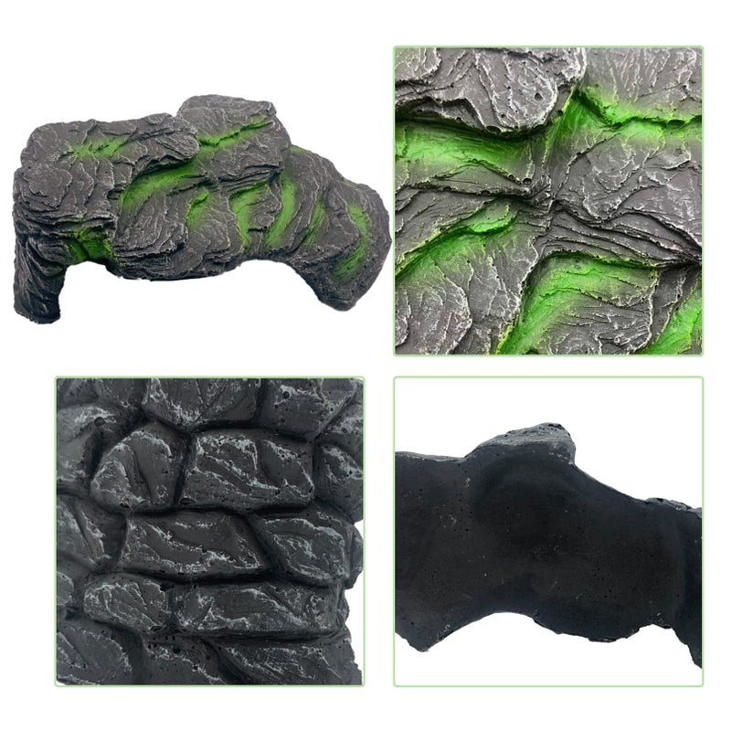 MUYG Resin Turtle Basking Platform,Turtles Rock Dock Climbing Ramp Cave Hideout Decor Reptile Terrariums Resting Terrace Stone Habitat Decoration for Small Lizards, Frogs, Snakes,Chameleon - Image 5