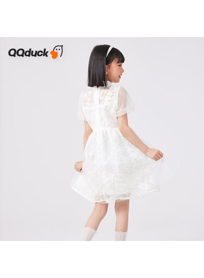 Qq Duck Girls' Hanfu Dress Children's Princess Dress Ancient Style Collar Gauze Dress White; 160 - Image 3