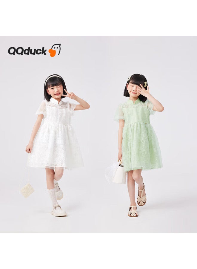 Qq Duck Girls' Hanfu Dress Children's Princess Dress Ancient Style Collar Gauze Dress White; 160 - Image 4