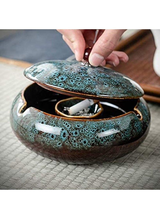 5.7" Large Ashtrays for Ceramic with Lids Ash Tray Outdoors Ashtrays for Indoor - Image 5
