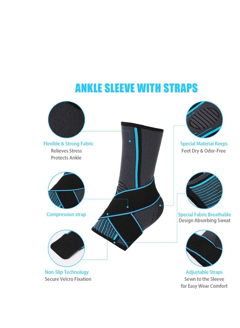 SYOSI Ankle Braces Adjustable Compression Ankle Support Brace Heel Spur Brace Ankle Sleeve for Injury Recovery Achilles support and Strong Ankle Brace Sports Protection for Women  Men Pair  - Image 4