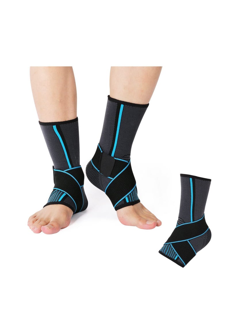 SYOSI Ankle Braces Adjustable Compression Ankle Support Brace Heel Spur Brace Ankle Sleeve for Injury Recovery Achilles support and Strong Ankle Brace Sports Protection for Women  Men Pair  - Image 1