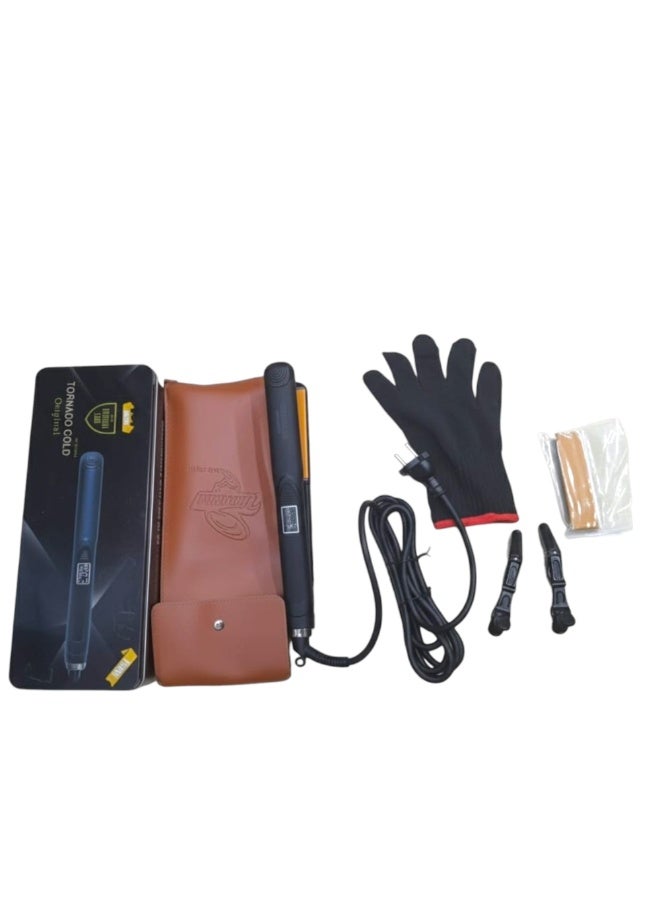 تورنيدو جولد مكواة فرد وتصفيف الشعر بجودة صالونات التجميل مع حرارة 980 درجة مئوية، مثالية للشعر المجعد والمفرود، تسخين سريع خلال 30 ثانية مزودة سلك دوار 360 درجة بقوة 50 وات الكوري بشاشة ديجتال - Image 1