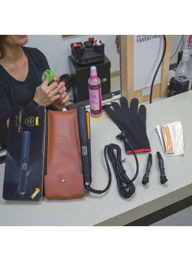 تورنيدو جولد مكواة فرد وتصفيف الشعر بجودة صالونات التجميل مع حرارة 980 درجة مئوية، مثالية للشعر المجعد والمفرود، تسخين سريع خلال 30 ثانية مزودة سلك دوار 360 درجة بقوة 50 وات الكوري بشاشة ديجتال - Image 4